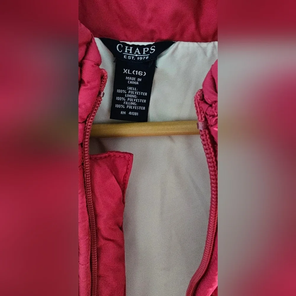 Chaps - Girls Pink Puffer Vest Belt Included​